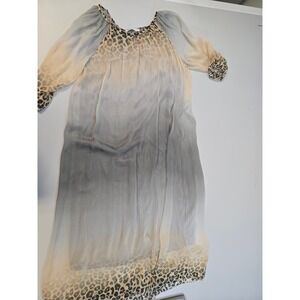 M&G Italy Silk Blend Leopard‎ Ombre Tunic Dress Grey Cream One Size TU